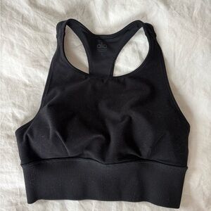ALO Yoga Black High Neck Racerback padded Sports Bra